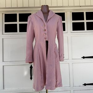 A-line Flared cutaway stable coat pink Floral Lined Covers Buttons Twee Coquette
